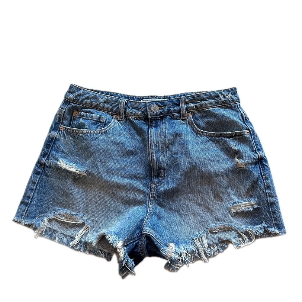 Garage Denim Festival Distressed Jean Short 30 High Waisted Light Wash Size 11